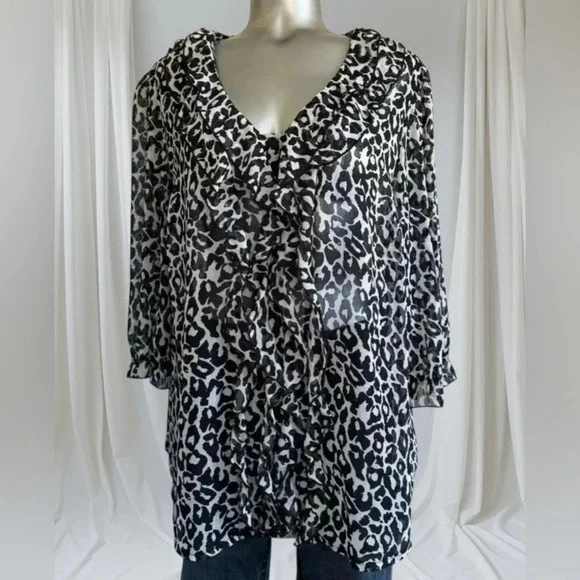 ✅Plus Size Pullover Ruffles Blouse - Picture 4 of 13